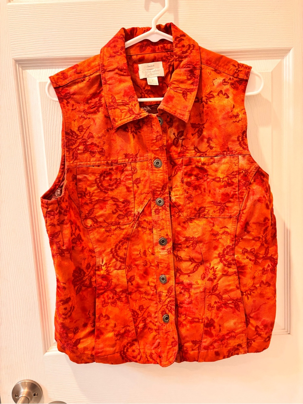 Christopher & Banks Orange Vest - Printed